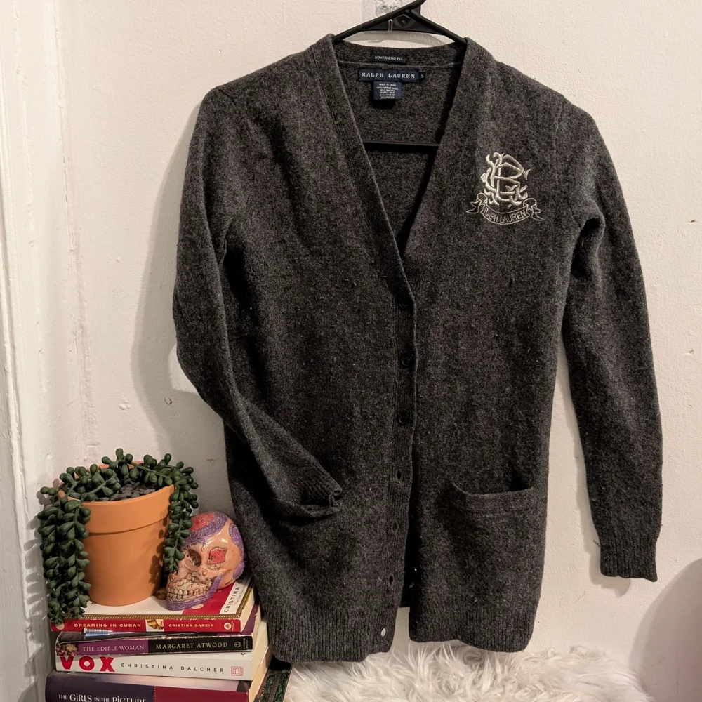 VTG Ralph Lauren Cardigan Kids Gray Wool Angora Sweater Vintage Rabbit Hair READ